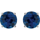 14K White Gold 8 mm Lab-Grown Blue Sapphire Earrings