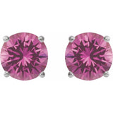 Sterling Silver 8 mm Lab-Grown Pink Sapphire Earrings