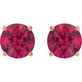 14K Rose Gold 6 mm Lab-Grown Ruby Earrings