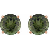 14K Rose Gold 6 mm Natural Green Tourmaline Earrings