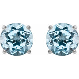 14K White Gold 6 mm Natural Sky Blue Topaz Earrings