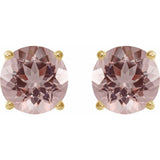 14K Yellow Gold 6 mm Natural Pink Morganite Earrings