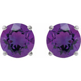 Platinum 6 mm Natural Amethyst Stud Earrings