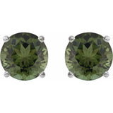 Sterling Silver 6 mm Natural Green Tourmaline Stud Earrings
