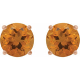 14K Rose 7 mm Natural Citrine Stud Earrings