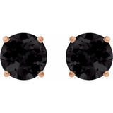 14K Rose Gold 7 mm Natural Black Onyx Earrings