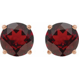 14K Rose Gold 7 mm Natural Mozambique Garnet Earrings