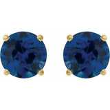 14K Yellow Gold 7 mm Lab-Grown Blue Sapphire Earrings