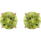 14K Rose 8 mm Natural Peridot Stud Earrings