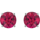 14K White Gold 6 mm Lab-Grown Ruby Earrings