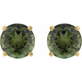 14K Yellow 6 mm Natural Green Tourmaline Stud Earrings
