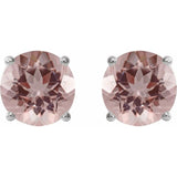 14K White 7 mm Natural Pink Morganite Stud Earrings