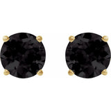 14K Yellow Gold 7 mm Natural Black Onyx Earrings