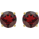 14K Yellow 7 mm Natural Mozambique Garnet Stud Earrings