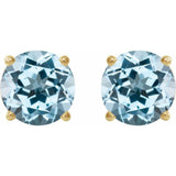 14K Yellow 7 mm Natural Sky Blue Topaz Stud Earrings