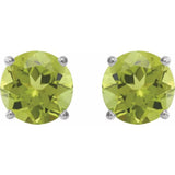Platinum 7 mm Natural Peridot Stud Earrings