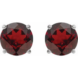 Sterling Silver 7 mm Natural Mozambique Garnet Stud Earrings