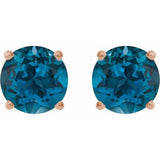 14K Rose Gold 8 mm Natural London Blue Topaz Earrings