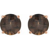 14K Rose 8 mm Natural Smoky Quartz Stud Earrings