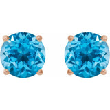 14K Rose Gold 8 mm Natural Swiss Blue Topaz Earrings