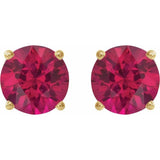 14K Yellow Gold 8 mm Lab-Grown Ruby Earrings