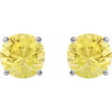 Sterling Silver 8 mm Lab-Grown Yellow Sapphire Earrings