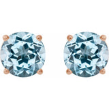 14K Rose 7 mm Natural Sky Blue Topaz Stud Earrings