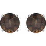 14K White Gold 8 mm Natural Smoky Quartz Earrings