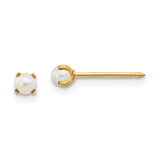 Inverness 14k 3mm Simulated Pearl Post Earrings