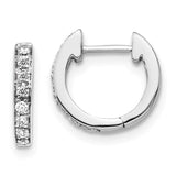 14k White Gold Diamond Hinged Hoop Earrings