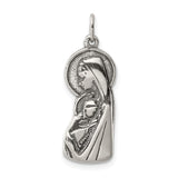 Sterling Silver Antiqued Blessed Mary & Child Jesus Charm