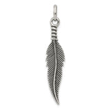 Sterling Silver Antiqued Feather Pendant