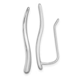 Sterling Silver Rhodium-plated Polished Curved Line Ear Climber Earrings