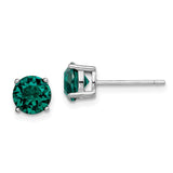 Sterling Silver Rhod-pltd Green Crystal Birthstone Earrings