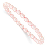 Children's 4-5mm Pink Rice FW Cultured Pearl Stretch Bracelet