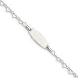 Sterling Silver Polished Engraveable Children's ID Heart Link Bracelet
