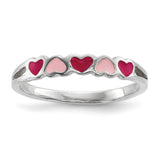 Sterling Silver Children's Enameled Hearts Ring