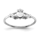 Sterling Silver Rhodium-plated Claddagh Ring