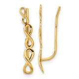 14k Gold Polished Infinity Ear Climber Earrings