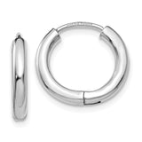 14K White Gold Polished Hollow Hinged Hoop Earrings