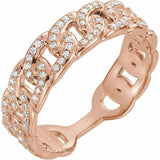 14K Rose 1/4 CTW Diamond Stackable Chain Link Ring