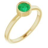 14K Yellow 5 mm Natural Emerald Ring