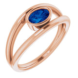 14K Rose Natural Blue Sapphire Ring