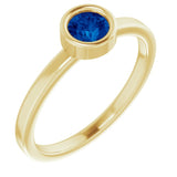 14K Yellow 4.5 mm Natural Blue Sapphire Ring