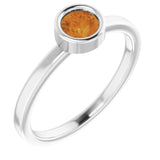 Rhodium-Plated Sterling Silver 4.5 mm Natural Citrine Ring