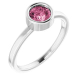 14K White 5.5 mm Natural Pink Tourmaline Ring