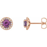 Round 4-Prong Halo-Style Earrings