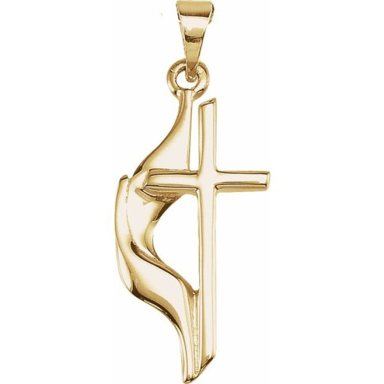Methodist Cross Necklace - Pendant Necklace In Gold