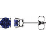14K White 5 mm Natural Tanzanite Stud Earrings with Friction Post