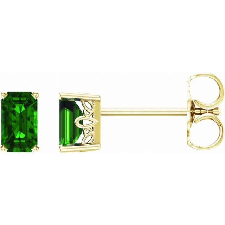 Emerald 4-Prong Scroll Setting® Stud Earrings